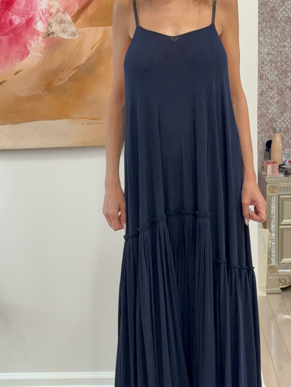 Jil Sander navy blue long wavery dress that fits all size small to large